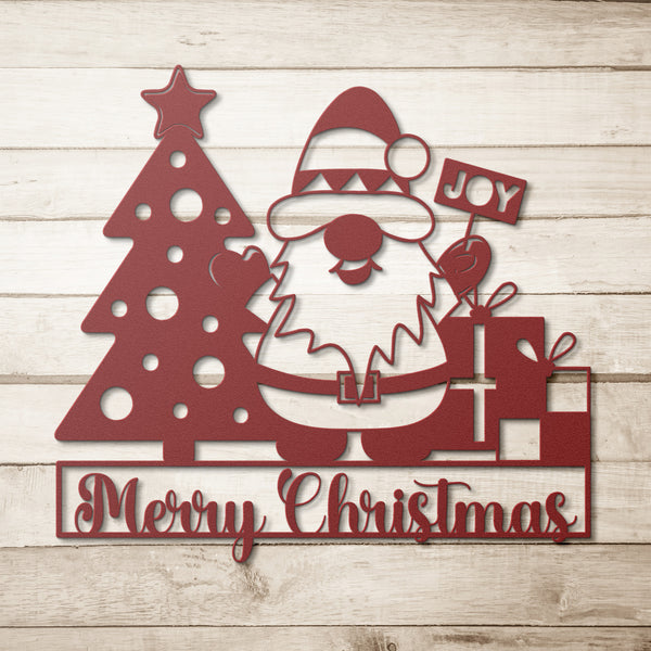 Merry Christmas Santa Delivering Packages Sign Steel Powder Coated Sign 5 Colors