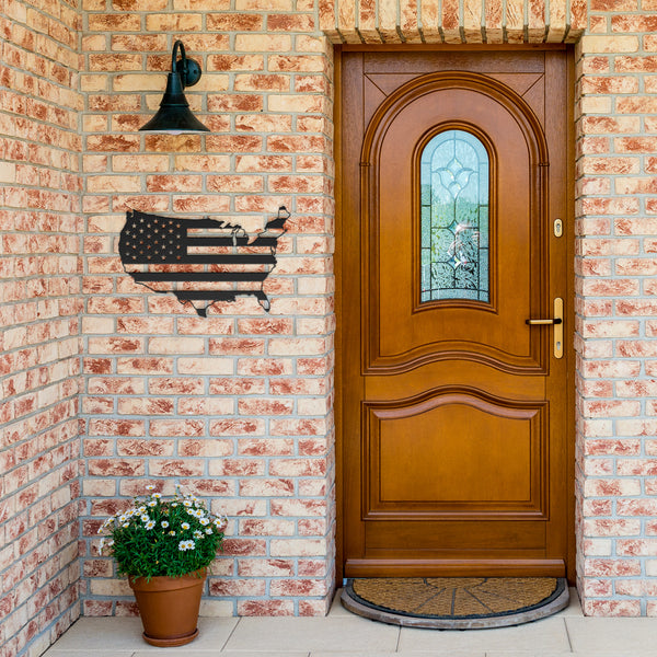 USA Shaped Flag Custom Metal Sign Powder Coated Steel Sign 5 Colors