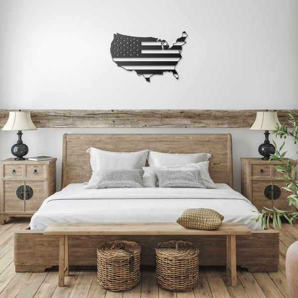 USA Shaped Flag Custom Metal Sign Powder Coated Steel Sign 5 Colors