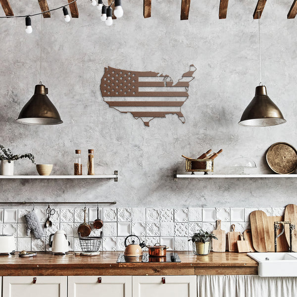 USA Shaped Flag Custom Metal Sign Powder Coated Steel Sign 5 Colors