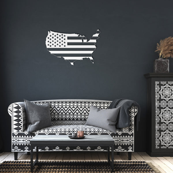 USA Shaped Flag Custom Metal Sign Powder Coated Steel Sign 5 Colors