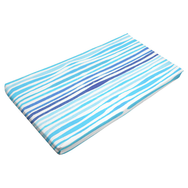 Faded Blue Stripe Comfy Pet Crate Mat, 1.5 Inch Thick, 3 Sizes