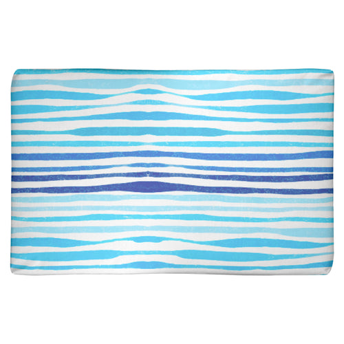 Faded Blue Stripe Comfy Pet Crate Mat, 1.5 Inch Thick, 3 Sizes