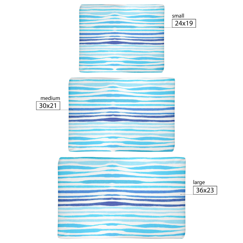 Faded Blue Stripe Comfy Pet Crate Mat, 1.5 Inch Thick, 3 Sizes