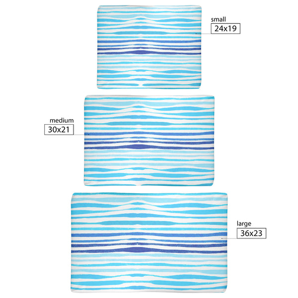 Faded Blue Stripe Comfy Pet Crate Mat, 1.5 Inch Thick, 3 Sizes