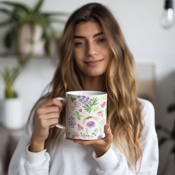 Botanical Floral Watercolor 20 ozJumbo Ceramic mug