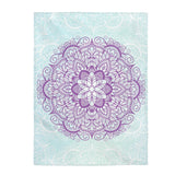 Purple Mandala On Blue Velveteen Plush Blanket Custom Blanket, Plush Throw Blanket for Home, Office, Dorm, Super Soft 3 Sizes,