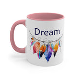 Dream Bohemian Look Feathers Ceramic Coffee Mugs With Color Glazed Interior In 5 Colors