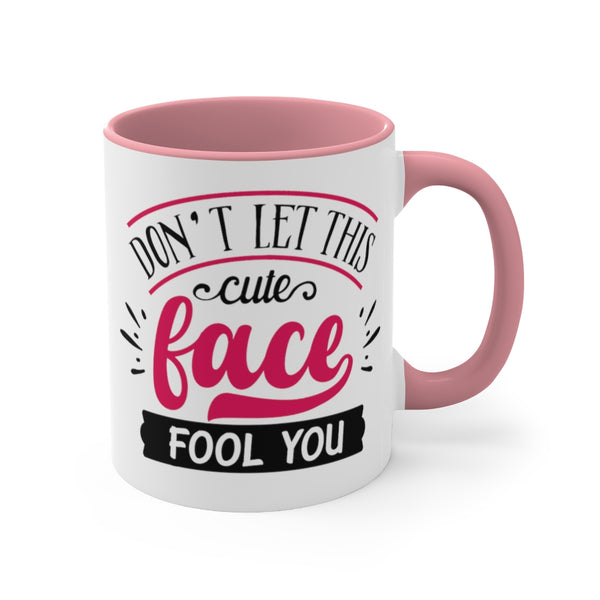 Don't Let This Cute Face Fool You Ceramic Coffee Mugs With Color Glazed Interior In 5 Colors