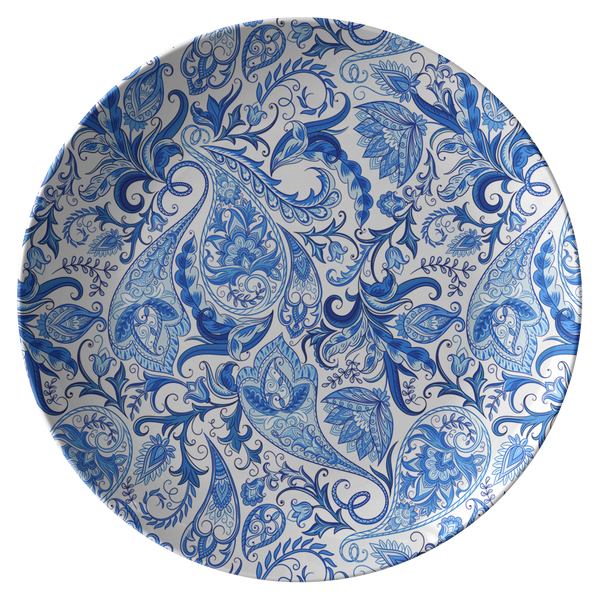 Vintage Blue and White Paisley Pattern ThermoSāf® Polymer 10" Plate