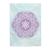 Purple Mandala On Blue Velveteen Plush Blanket Custom Blanket, Plush Throw Blanket for Home, Office, Dorm, Super Soft 3 Sizes,
