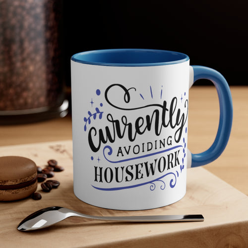 Currently Avoiding Housework Ceramic Coffee Mugs With Color Glazed Interior In 5 Colors