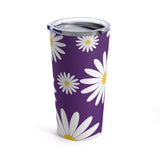 Fresh Daisies On Purple Stainless Steel 20 oz. Vacuum Insulated Tumbler, Tight Sealed Clear Lid, Travel Sized