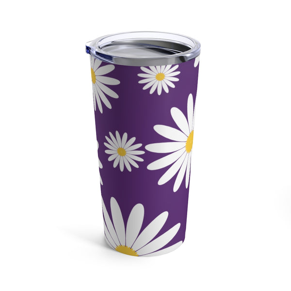 Fresh Daisies On Purple Stainless Steel 20 oz. Vacuum Insulated Tumbler, Tight Sealed Clear Lid, Travel Sized