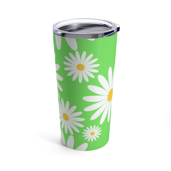 Fresh Daisies On Green Stainless Steel 20 oz. Vacuum Insulated Tumbler, Tight Sealed Clear Lid, Travel Sized