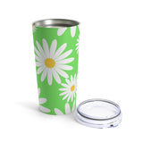 Fresh Daisies On Green Stainless Steel 20 oz. Vacuum Insulated Tumbler, Tight Sealed Clear Lid, Travel Sized