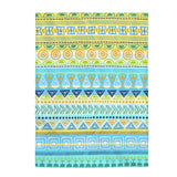 Boho Tribal Turquoise Yellow Velveteen Plush Blanket Custom Blanket, Plush Throw Blanket for Home, Office, Dorm, Super Soft 3 Sizes,