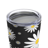 Fresh Daisies On Black Stainless Steel 20 oz. Vacuum Insulated Tumbler, Tight Sealed Clear Lid, Travel Sized