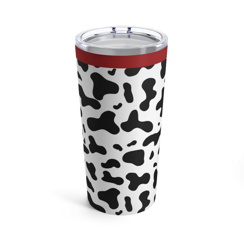 Cute Cow Print With Red Band Stainless Steel 20 oz. Vacuum Insulated Tumbler, Tight Sealed Clear Lid, Travel Sized