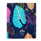 Fresh Tropical on Navy Velveteen Plush Blanket Custom Blanket, Plush Throw Blanket for Home, Office, Dorm, Super Soft 3 Sizes