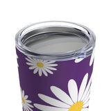 Fresh Daisies On Purple Stainless Steel 20 oz. Vacuum Insulated Tumbler, Tight Sealed Clear Lid, Travel Sized