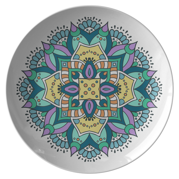 Lovely Della Mandala Designer Dinner Plate 10 Inch Microwave Dishwasher Safe - Mind Body Spirit