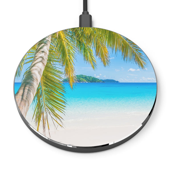 Blue Water Beach Custom Designed Cell Phone Wireless Pad Charger for iPhone, Samsung, All Cell Phones