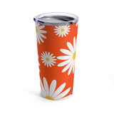 Fresh Daisies On Orange Stainless Steel 20 oz. Vacuum Insulated Tumbler, Tight Sealed Clear Lid, Travel Sized