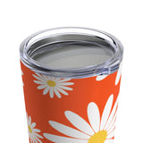 Fresh Daisies On Orange Stainless Steel 20 oz. Vacuum Insulated Tumbler, Tight Sealed Clear Lid, Travel Sized