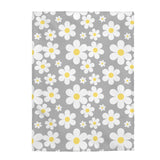 Mod Flowers On Gray Velveteen Plush Blanket Custom Blanket, Plush Throw Blanket for Home, Office, Dorm, Super Soft 3 Sizes,