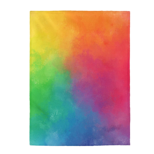 Rainbow Color Wash Velveteen Plush Blanket Custom Blanket, Plush Throw Blanket for Home, Office, Dorm, Super Soft 3 Sizes,