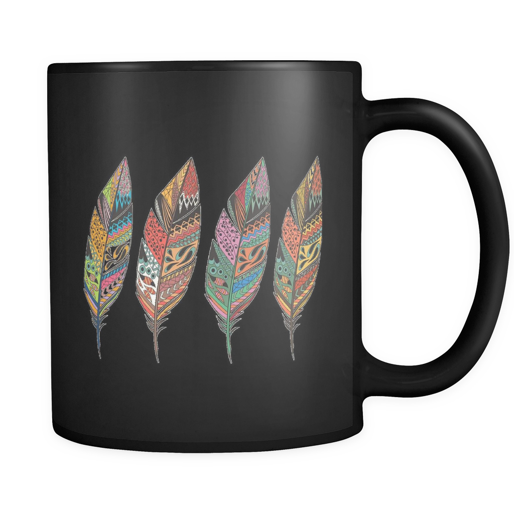 Four Feathers Black 11oz Mug