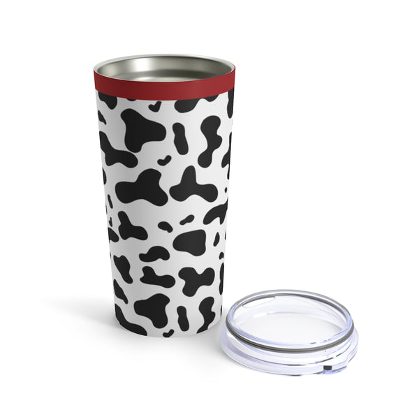 Cute Cow Print With Red Band Stainless Steel 20 oz. Vacuum Insulated Tumbler, Tight Sealed Clear Lid, Travel Sized