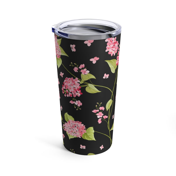 Cherry Blossoms On Black Stainless Steel 20 oz. Vacuum Insulated Tumbler, Tight Sealed Clear Lid, Travel Sized