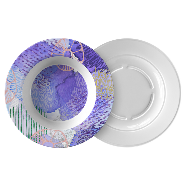 Cool Abstract Blue Purple ThermoSāf® Polymer 8.5 Inch Bowl Microwave Safe