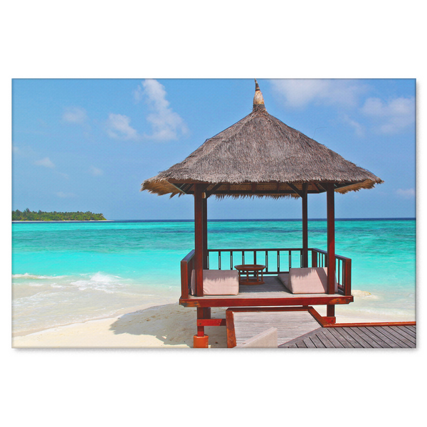 Beach Hut Canvas Wall Art - Blue Inviting Water with Beach Hut in 4 Sizes - Mind Body Spirit