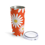 Fresh Daisies On Orange Stainless Steel 20 oz. Vacuum Insulated Tumbler, Tight Sealed Clear Lid, Travel Sized