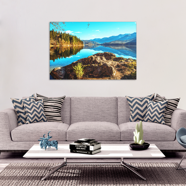 Mountain Lake Reflection Canvas Art - Peaceful Relaxing Mountain Scene in 4 Sizes; - Mind Body Spirit