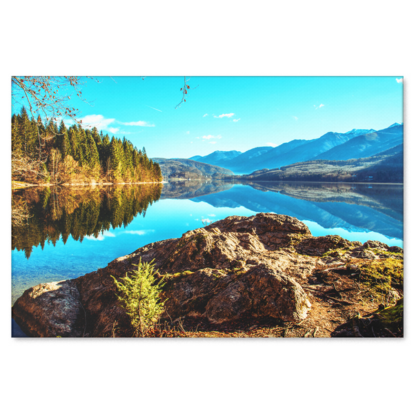 Mountain Lake Reflection Canvas Art - Peaceful Relaxing Mountain Scene in 4 Sizes; - Mind Body Spirit