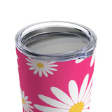 Fresh Daisies On Hot Pink Stainless Steel 20 oz. Vacuum Insulated Tumbler, Tight Sealed Clear Lid, Travel Sized