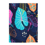 Fresh Tropical on Navy Velveteen Plush Blanket Custom Blanket, Plush Throw Blanket for Home, Office, Dorm, Super Soft 3 Sizes