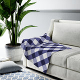 Blueberry Check Plaid Velveteen Plush Blanket Custom Blanket, Plush Throw Blanket for Home, Office, Dorm, Super Soft 3 Sizes,