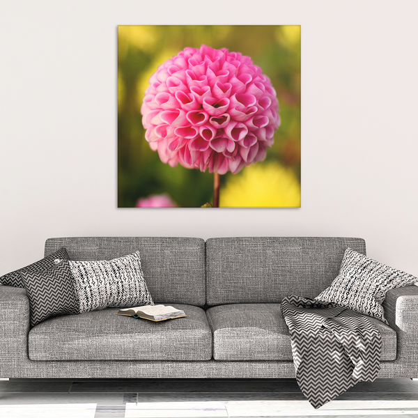 Pink Dahlia Heart Shaped Petals Canvas Wall Art - Square - 4 Sizes - Mind Body Spirit