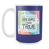 Dreams Come True Large 15 oz Ceramic Mug - White, Sage, Navy - Mind Body Spirit