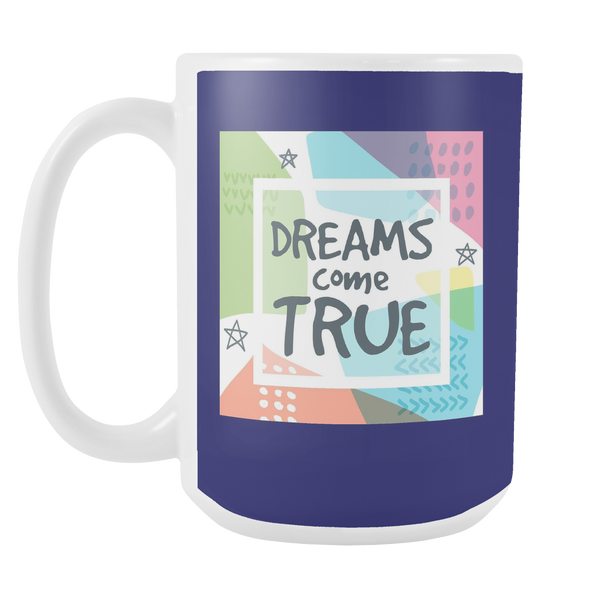 Dreams Come True Large 15 oz Ceramic Mug - White, Sage, Navy - Mind Body Spirit