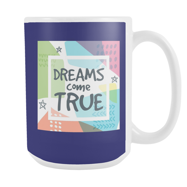 Dreams Come True Large 15 oz Ceramic Mug - White, Sage, Navy - Mind Body Spirit