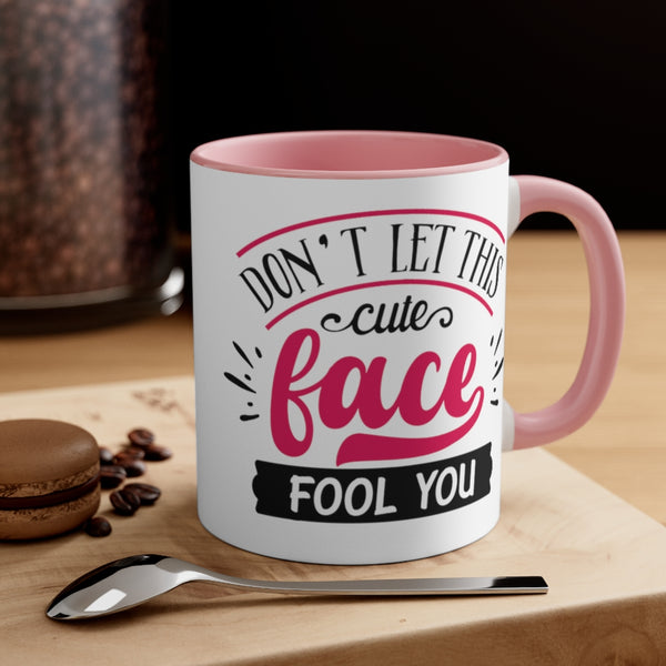 Don't Let This Cute Face Fool You Ceramic Coffee Mugs With Color Glazed Interior In 5 Colors