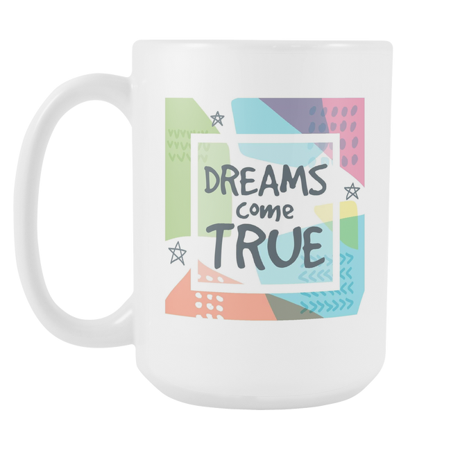 Dreams Come True Large 15 oz Ceramic Mug - White, Sage, Navy - Mind Body Spirit