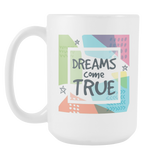 Dreams Come True Large 15 oz Ceramic Mug - White, Sage, Navy - Mind Body Spirit