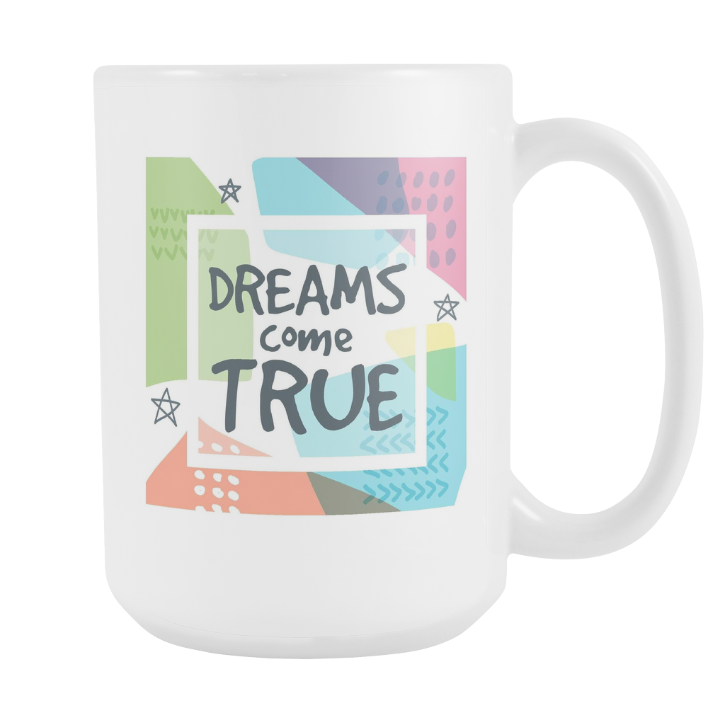 Dreams Come True Large 15 oz Ceramic Mug - White, Sage, Navy